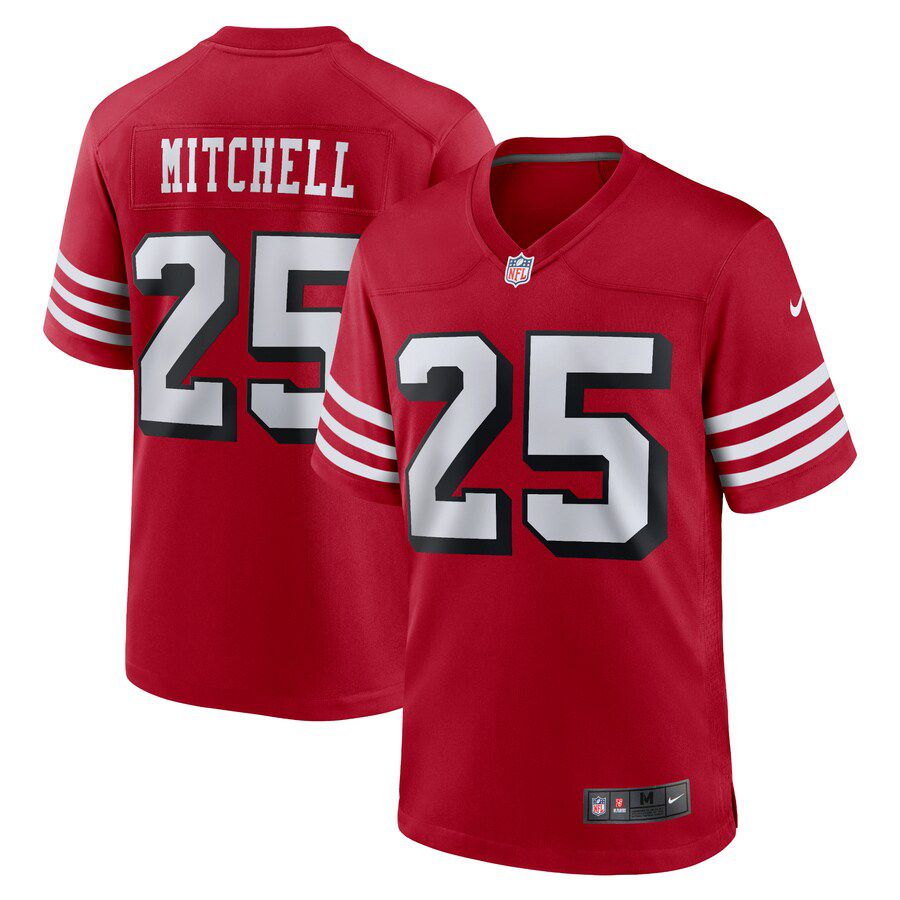 Men San Francisco 49ers 25 Elijah Mitchell Nike Scarlet Alternate Team Game NFL Jersey